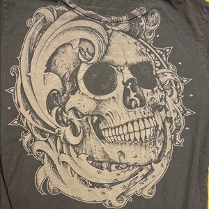 Edgy Charcoal Skull Graphic Tee